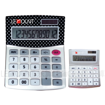 Calculatrice de bureau Dual Power de 12 chiffres avec couvercle en aluminium et écran acrylique (LC210)